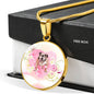 Bulldog Print Circle Charm Luxury Necklace