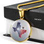 Pug Dog Texas Print Circle Pendant Luxury Necklace