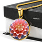 Paper Flower Print Circle Pendant Luxury Necklace