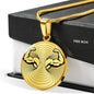 Biceps Bodybuilder Lovers Print Circle Pendant Luxury Necklace