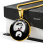 Siberian Husky Dog Print Circle Pendant Luxury Necklace
