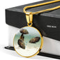 Oscar Fish Print Luxury Circle Charm Necklace