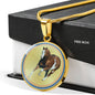 American Paint Horse Print Circle Pendant Luxury Necklace