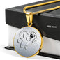 Pug Paws Print Circle Pendant Luxury Necklace