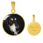 Black Saluki Dog Print Circle Pendant Luxury Necklace