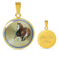 American Paint Horse Print Circle Pendant Luxury Necklace