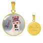 Labrador Retriever Texas Print Circle Pendant Luxury Necklace
