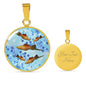 Green Swordtail Fish Print Circle Pendant Luxury Necklace