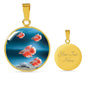 Siamese Fighting Fish Print Circle Pendant Luxury Necklace