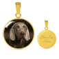 Weimaraner Dog Print Circle Pendant Luxury Necklace