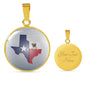 Pug Dog Texas Print Circle Pendant Luxury Necklace