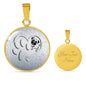 Pug Paws Print Circle Pendant Luxury Necklace