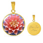 Paper Flower Print Circle Pendant Luxury Necklace