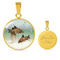 Corydoras Paleatus Fish Print Circle Pendant Luxury Necklace