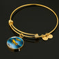 Butterfly Koi Fish Print Circle Pendant Luxury Bangle