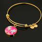 Devon Rex Cat Print Circle Pendant Luxury Bangle
