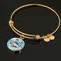 Green Swordtail Fish Print Circle Pendant Luxury Bangle