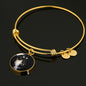 Black Saluki Dog Print Circle Pendant Luxury Bangle