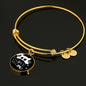 " I Love My Cat" Black Print Circle Pendant Luxury Bangle