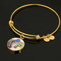 Scottish Fold Cat Print Circle Pendant Luxury Bangle