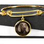 Weimaraner Dog Print Circle Pendant Luxury Bangle