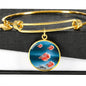 Siamese Fighting Fish Print Circle Pendant Luxury Bangle