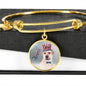 Labrador Retriever Texas Print Circle Pendant Luxury Bangle