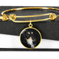 Black Saluki Dog Print Circle Pendant Luxury Bangle