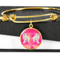 Devon Rex Cat Print Circle Pendant Luxury Bangle