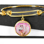 Creamy Unicorn Print Circle Pendant Luxury Bangle