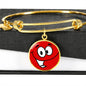 Smiley Face Print Circle Pendant Luxury Bangle