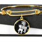 Cute Unicorn Print Circle Pendant Luxury Bangle