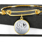 Pug Paws Print Circle Pendant Luxury Bangle