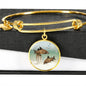 Corydoras Paleatus Fish Print Circle Pendant Luxury Bangle