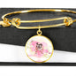 Bulldog Print Circle Charm Bangle
