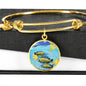 Afra Cichlid Fish Print Luxury Circle Charm Bangle