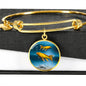 Butterfly Koi Fish Print Circle Pendant Luxury Bangle