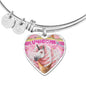Creamy Unicorn Print Heart Pendant Luxury Bangle