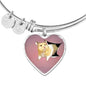 Lovely Hamster Print Heart Pendant Bangle