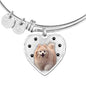Cute Pomeranian Print Luxury Heart Charm Bangle