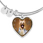 Australian Silky Terrier Dog Print Heart Pendant Bangle