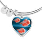 Siamese Fighting Fish Print Heart Pendant Luxury Bangle