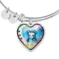 Cat Watercolor Art Print Heart Pendant Bangle