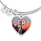 Great Dane Print Luxury Heart Charm Bangle