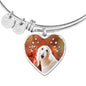 Afghan Hound Print Luxury Heart Charm Bangle