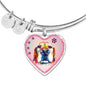 Basset Hound Dog Art Print Heart Pendant Bangle
