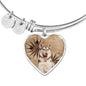 Cute Siberian Husky Print Luxury Heart Charm Bangle