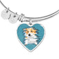 Pembroke Welsh Corgi Dog Art Print Heart Pendant Bangle