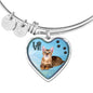 Toyger Cat Print Heart Pendant Bangle