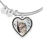 Charming Cat Art Print Heart Pendant Bangle